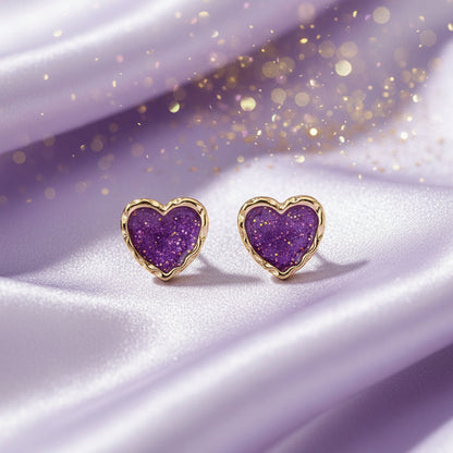 Confetti Glitter & Purple Gold Dust Heart Earrings Bundle