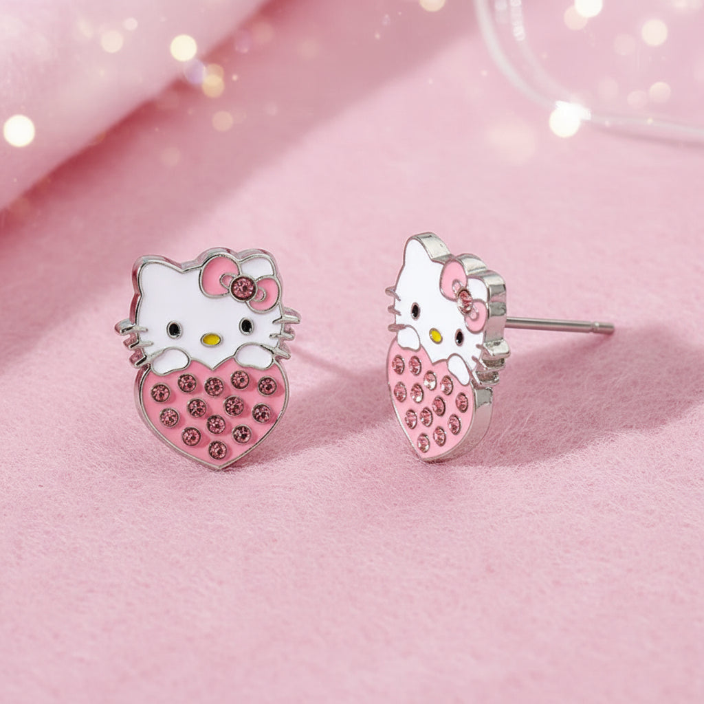 Sweetheart Kitty Zircon Earrings