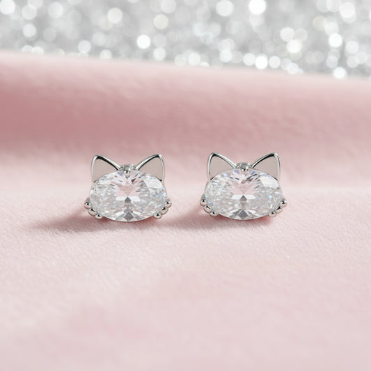 Mini Zircon Cat Stud Earrings