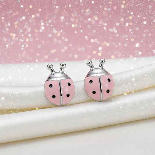 Pink Ladybug Earrings