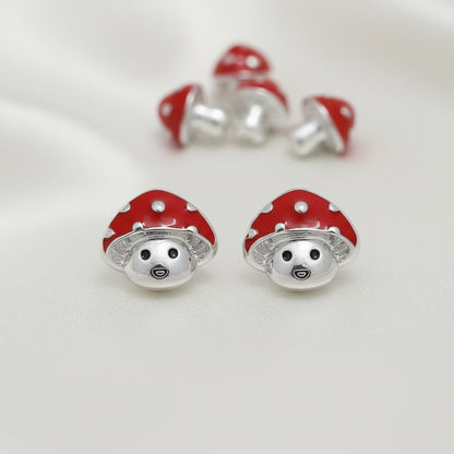Red Enamel Mushroom Earrings