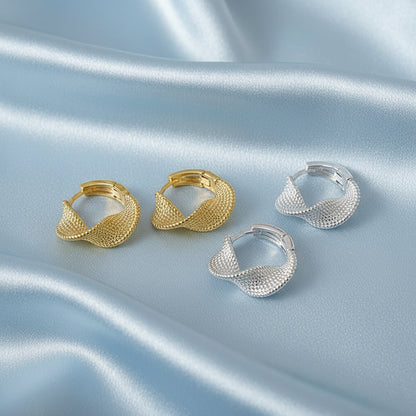 Gold and Silver Woven Twist Hoop Earrings