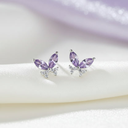 Twilight Lavender Butterfly Earrings on white background