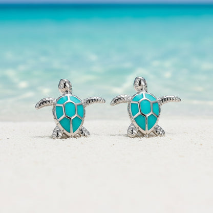 Turquoise Sea Turtle Stud Earrings