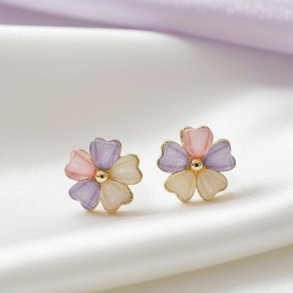 Pastel Petal Blossom Earrings on a white background