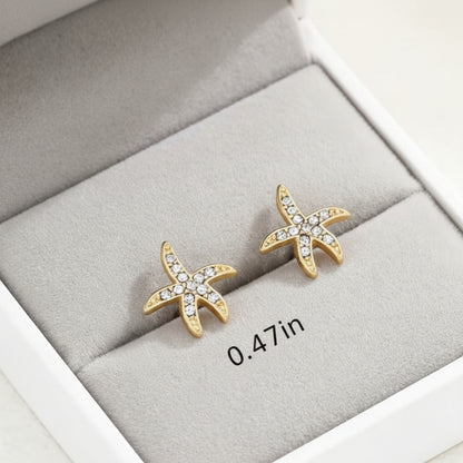 Pavé Starfish Earrings with measurements.