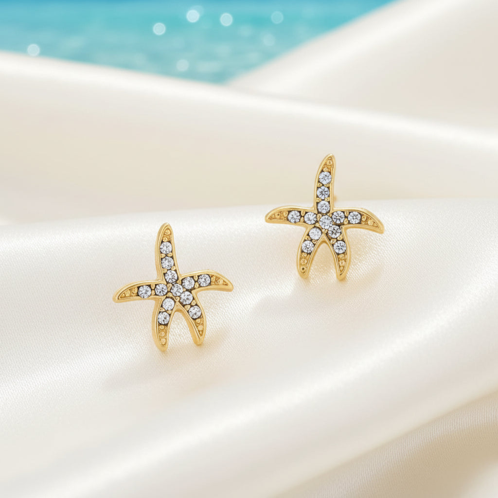 Pavé Starfish Earrings on light background