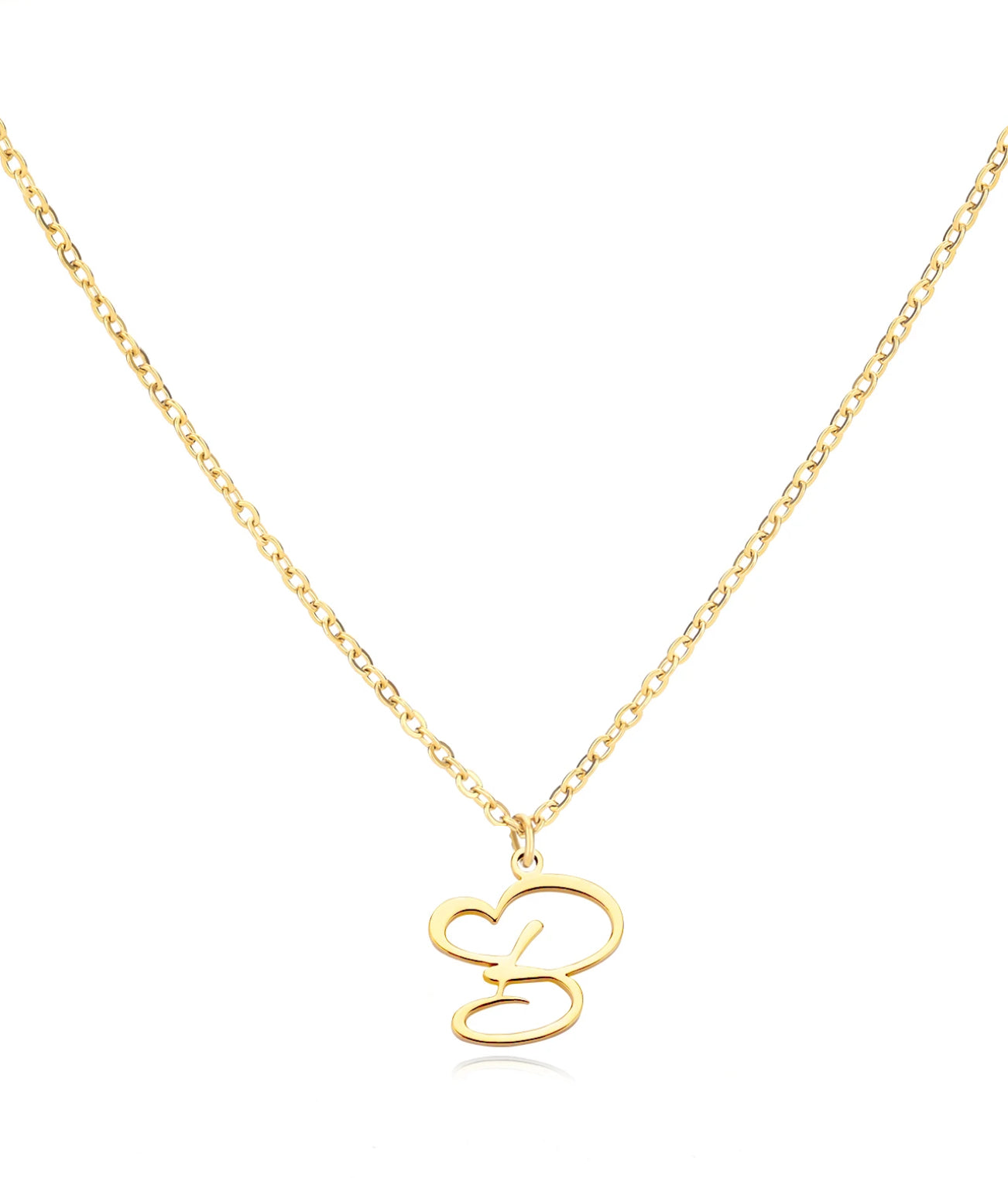 Cursive Initial Heart Necklaces