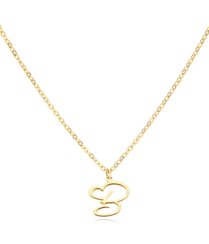 Cursive Initial Heart Necklaces