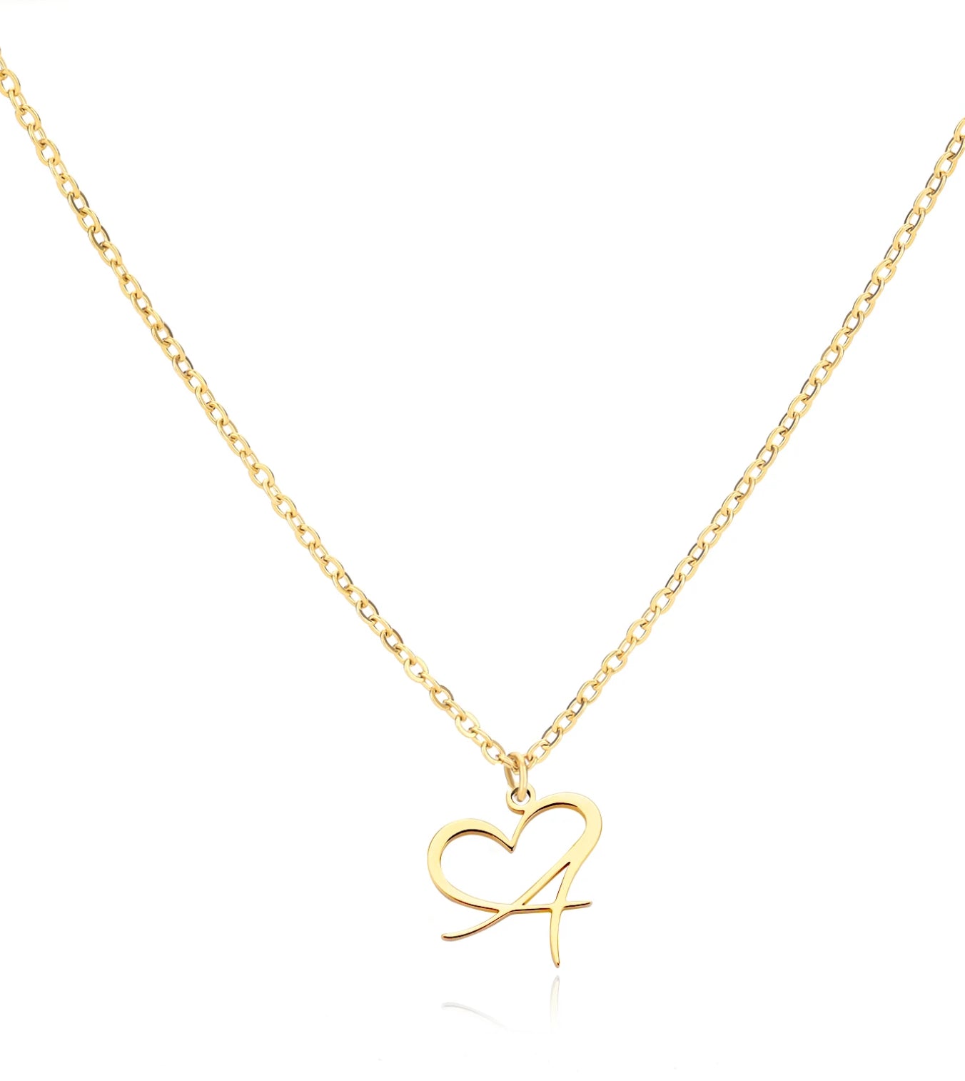 Cursive Initial Heart Necklaces