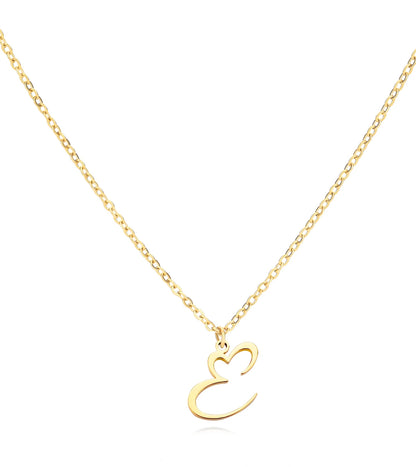 Cursive Initial Heart Necklaces