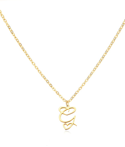 Cursive Initial Heart Necklaces