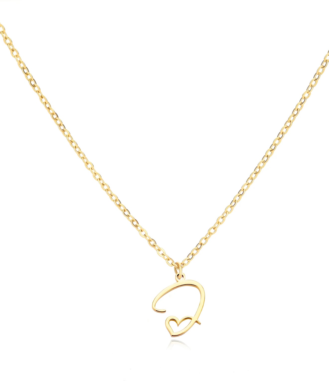 Cursive Initial Heart Necklaces