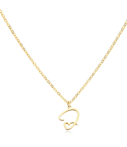 Cursive Initial Heart Necklaces