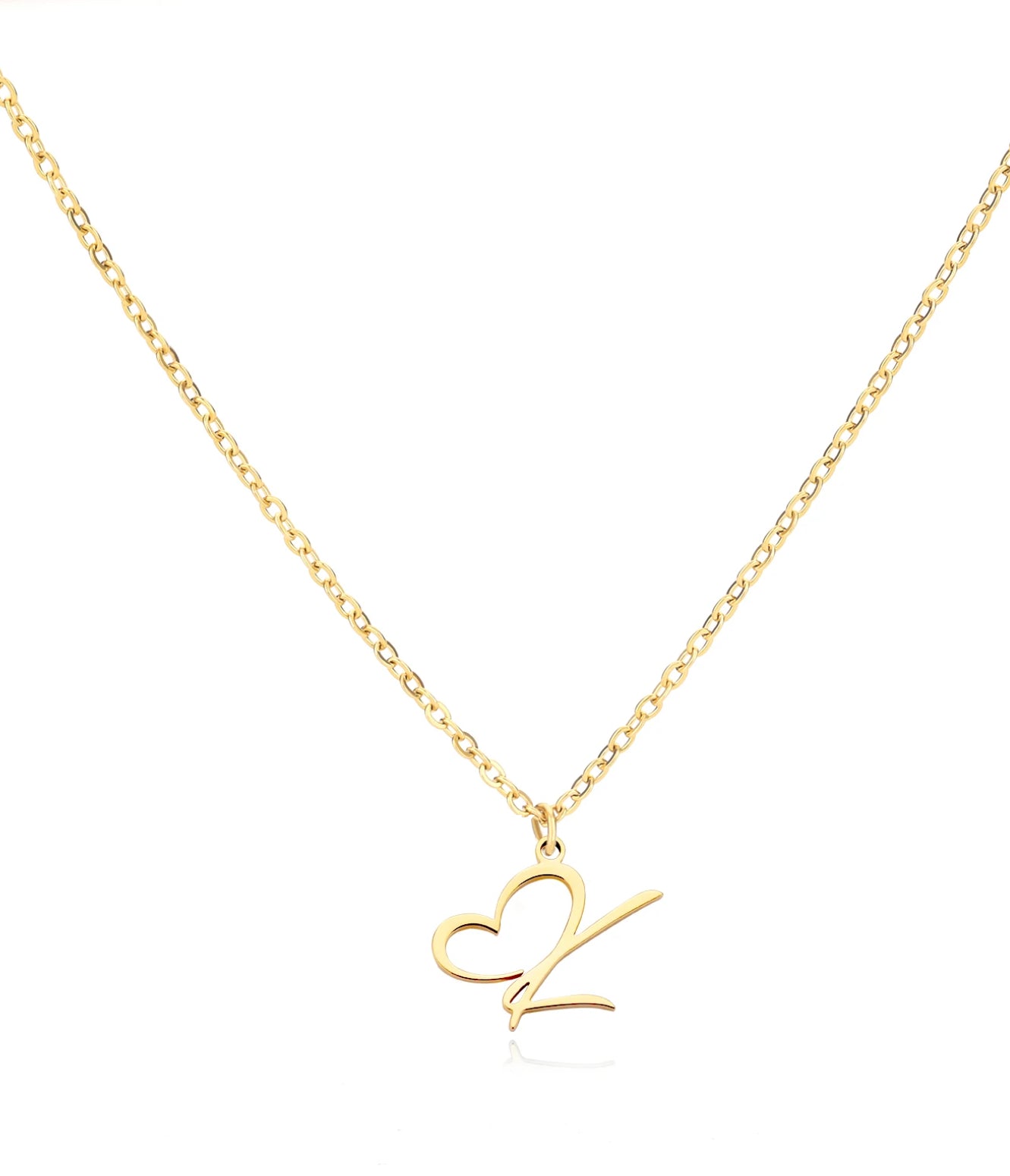 Cursive Initial Heart Necklaces