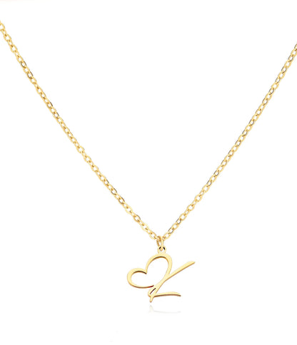 Cursive Initial Heart Necklaces
