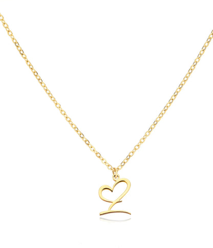 Cursive Initial Heart Necklaces
