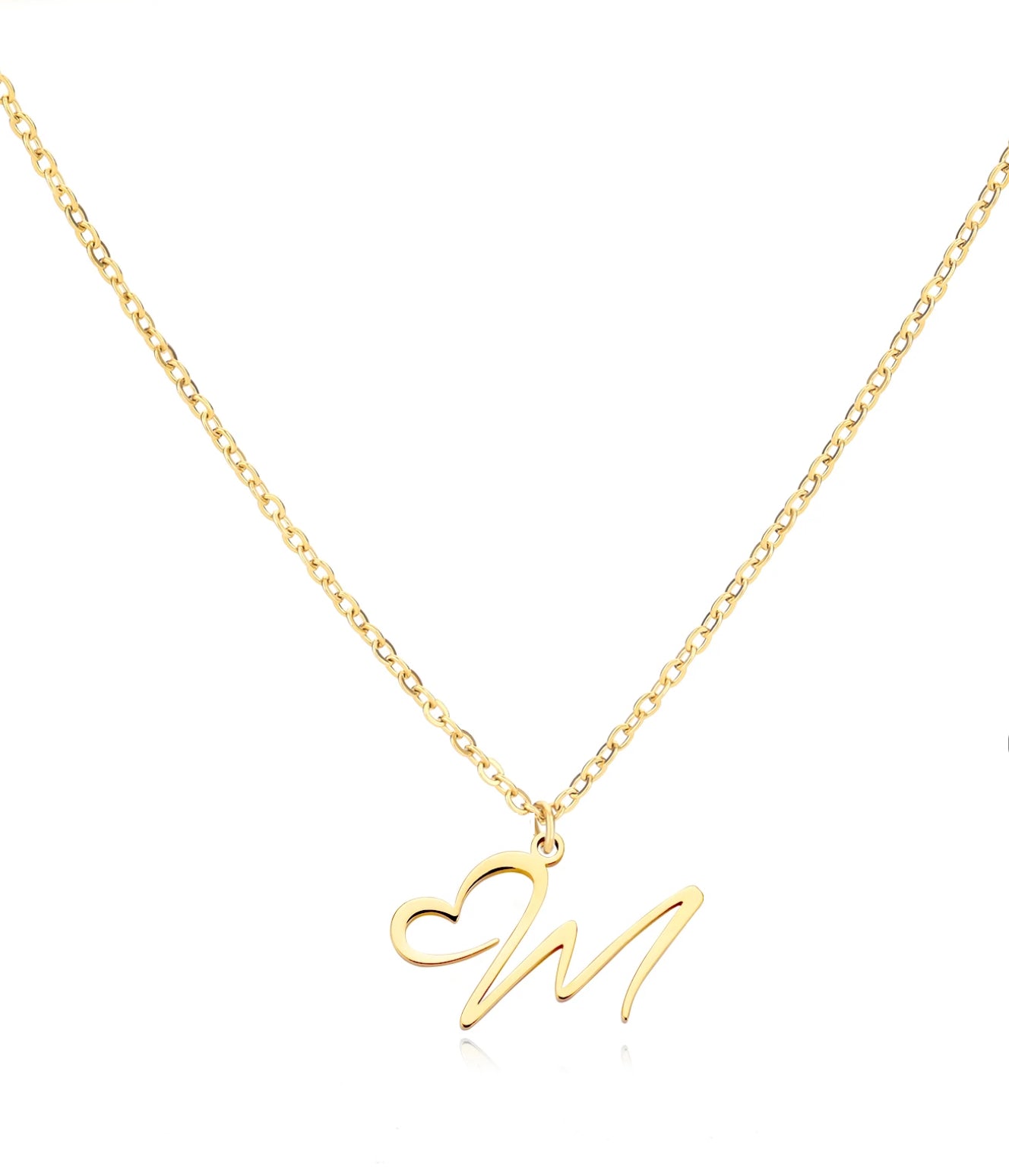 Cursive Initial Heart Necklaces