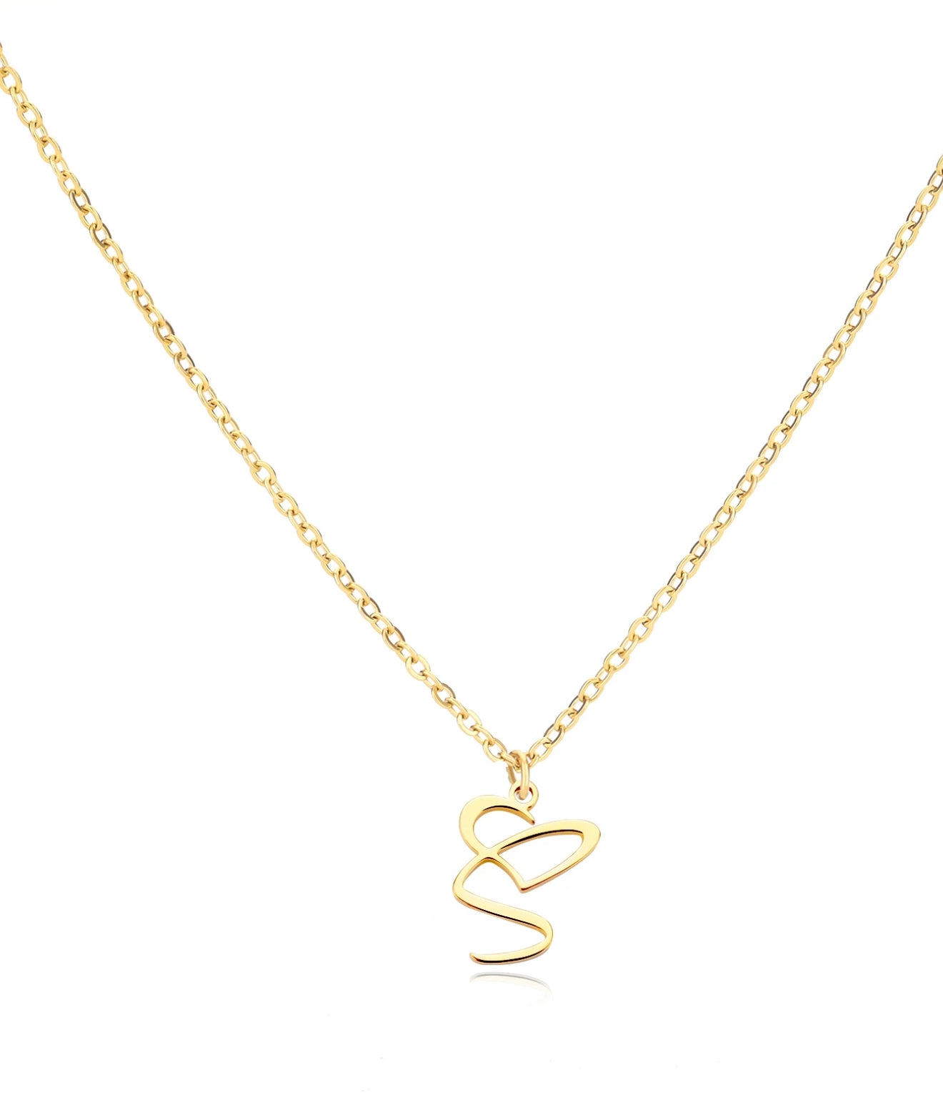 Cursive Initial Heart Necklaces