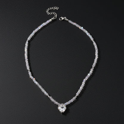 Crystal Heart Beaded Necklace
