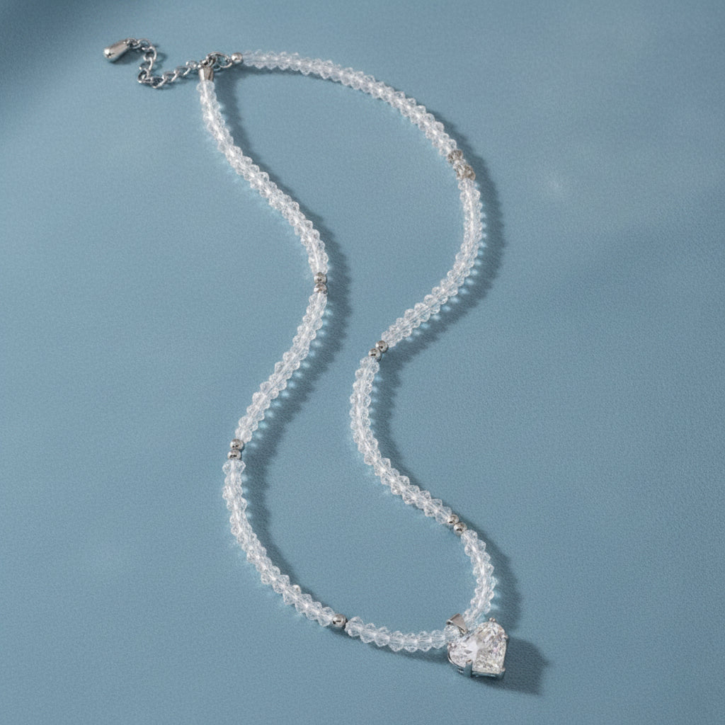 Crystal Heart Beaded Necklace
