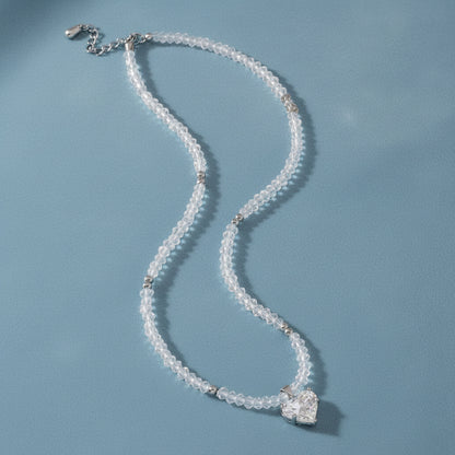 Crystal Heart Beaded Necklace