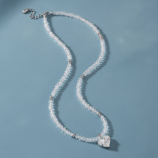Crystal Heart Beaded Necklace