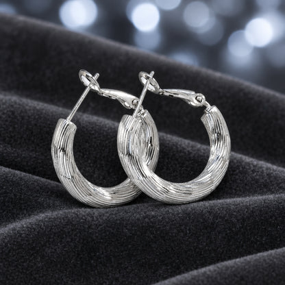 Textured Silver Hoop Earrings