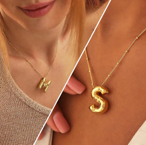 Initial Balloon Necklace - Gold