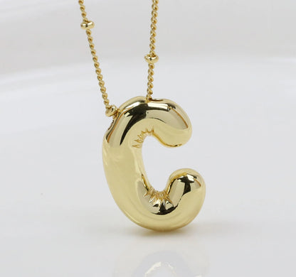 Initial Balloon Necklace - Gold