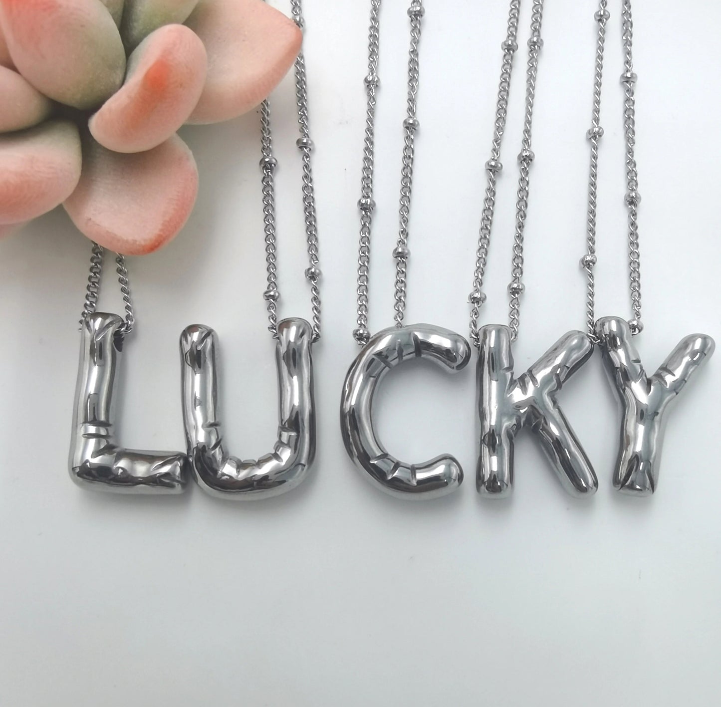 Initial Balloon Necklace - Silver