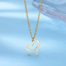 Load image into Gallery viewer, Cursive Initial Heart Necklaces