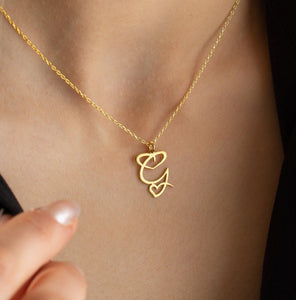 Cursive Initial Heart Necklaces