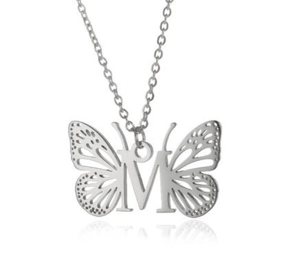 Initial Butterfly Necklace