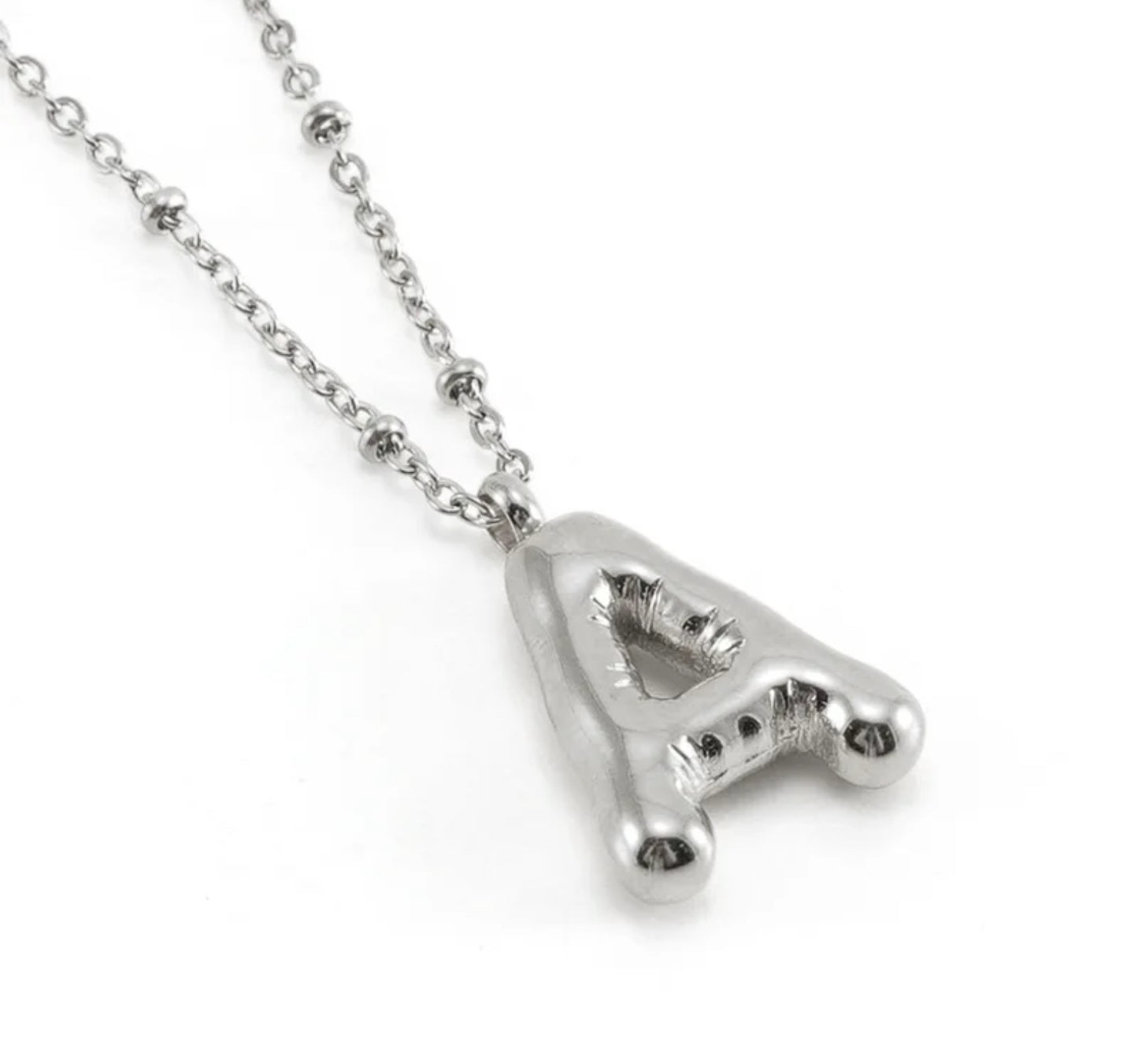 Initial Balloon Necklace - Silver