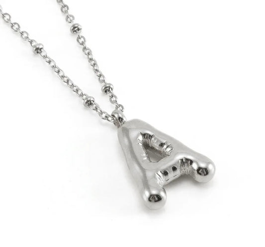 Initial Balloon Necklace - Silver