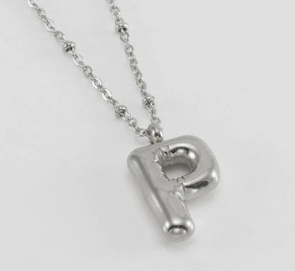 Initial Balloon Necklace - Silver