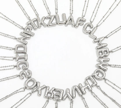 Initial Balloon Necklace - Silver