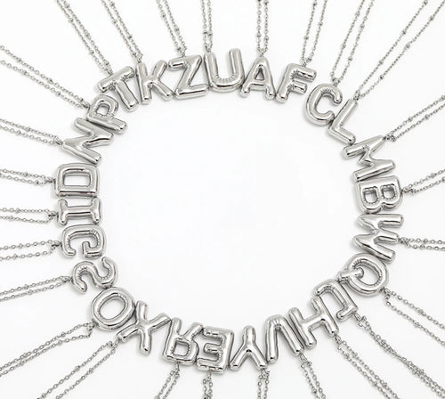 Initial Balloon Necklace - Silver
