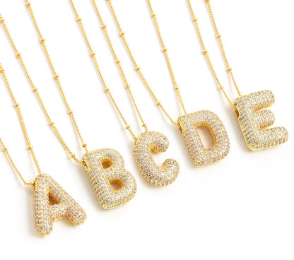 Initial Balloon Necklace - Zircon