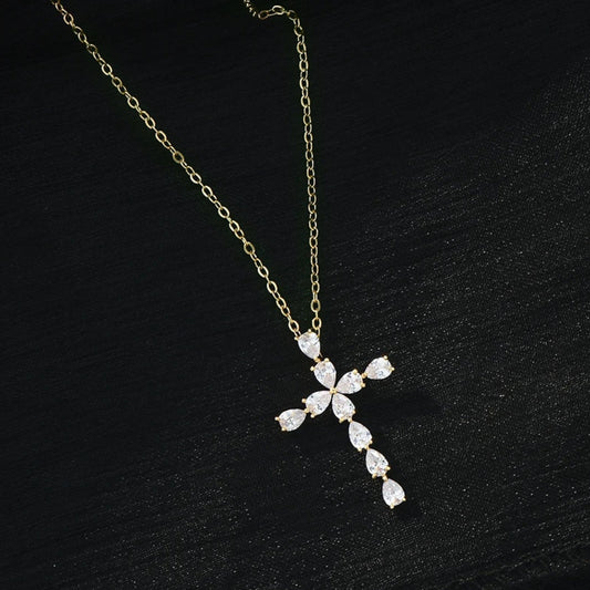 Zirconia Gold Cross Necklace