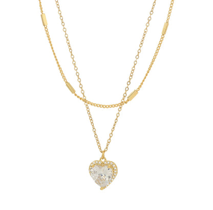 Layered Heart Zircon Necklace