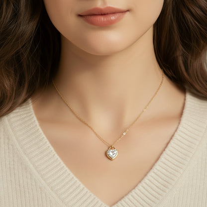 Zircon Heart Locket Necklace