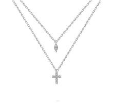 Load image into Gallery viewer, Layered Mini Cross Rhinestone Necklace