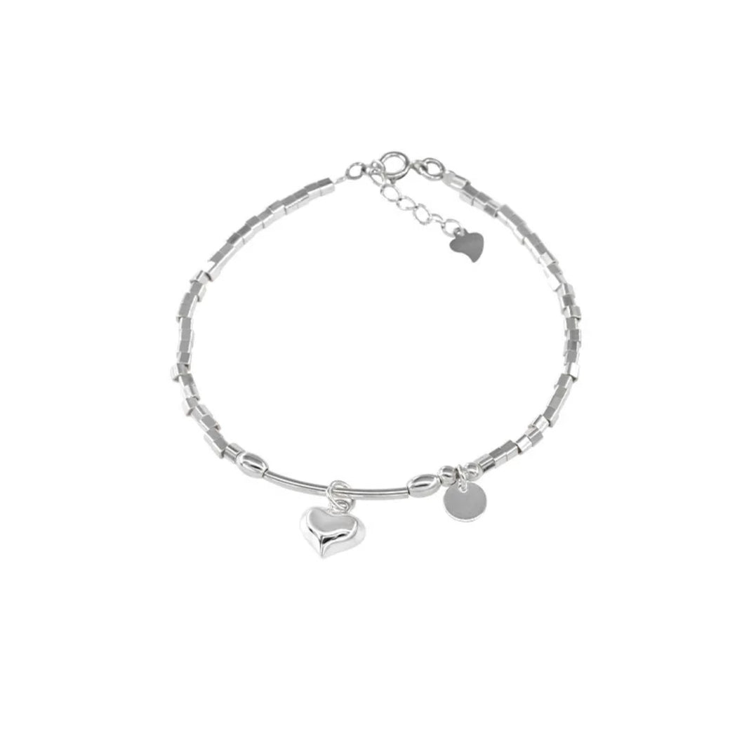 Heart Charm Bead Bracelet