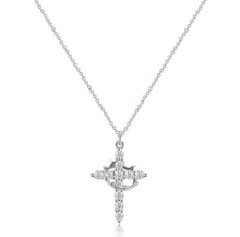 Load image into Gallery viewer, Silver Cross Crown Necklace