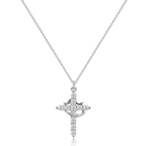 Silver Cross Crown Necklace