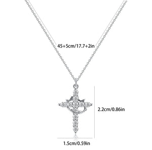 Silver Cross Crown Necklace, with dimensions.