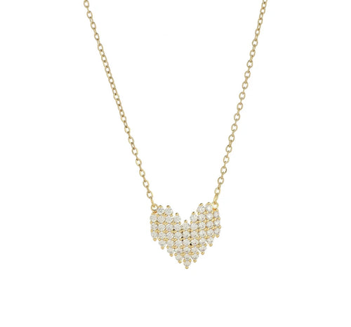 Rhinestone Heart Necklace with sparkling heart-shaped pendant and adjustable 16.5