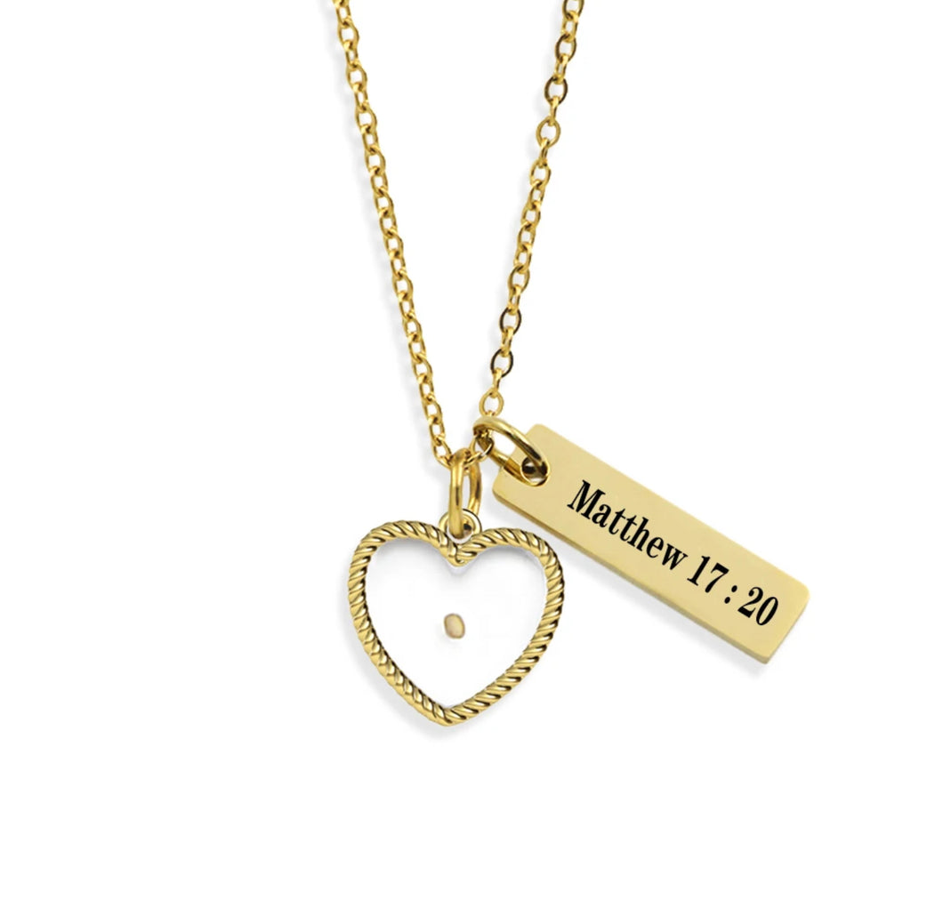 Mustard Seed Heart Necklace